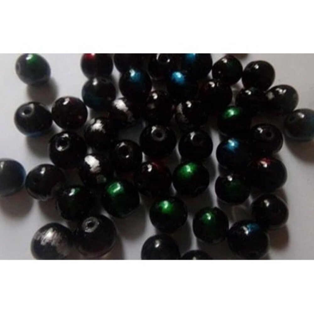 Mixed Color Striped Glass Beads 10mm